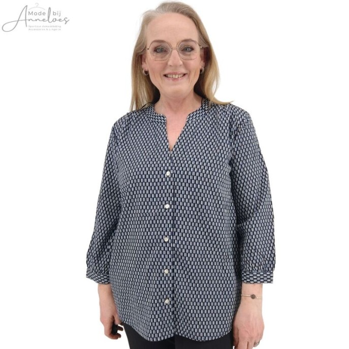 S Tom Tailor blouse streepjes - Marine blue wit